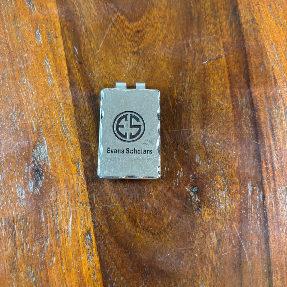 PRC Evans Scholars Silver Tone Scalloped Edge Metal Money Clip Golf Foundation